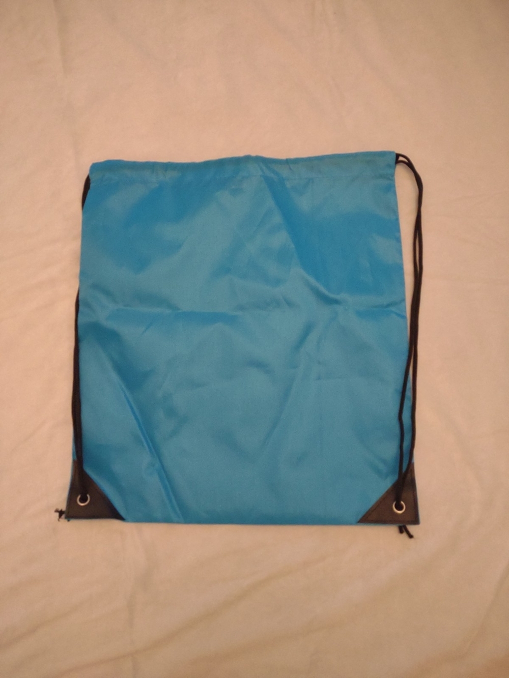 Kids Blue Drawstring Gym Bag with Black Accents